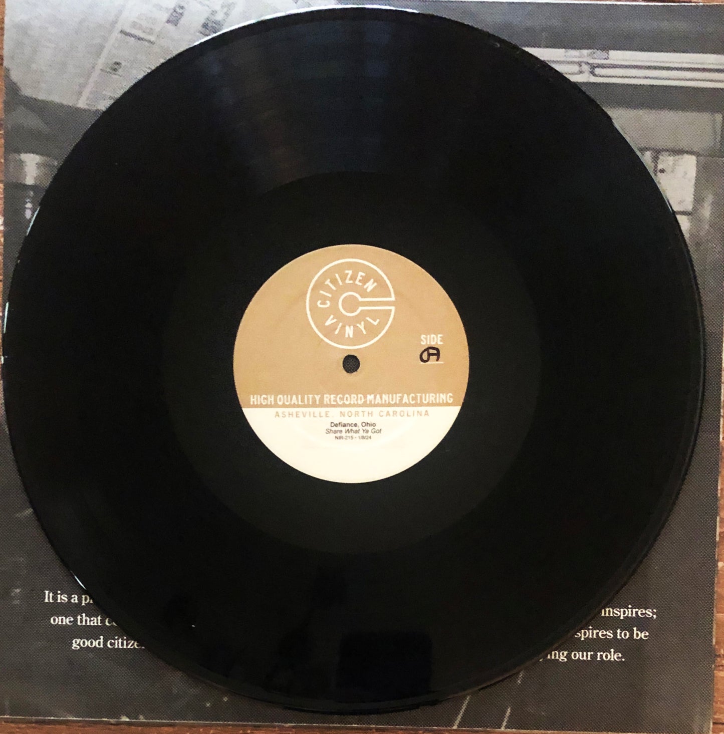 DEFIANCE, OHIO "Share What Ya Got" TEST PRESSING