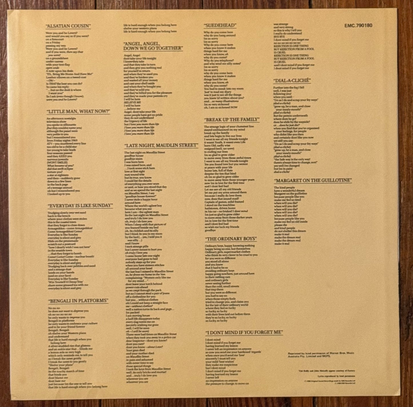 MORRISSEY "Education in Reverse" (“Viva Hate” 1st AUSTRALIA Pressing)
