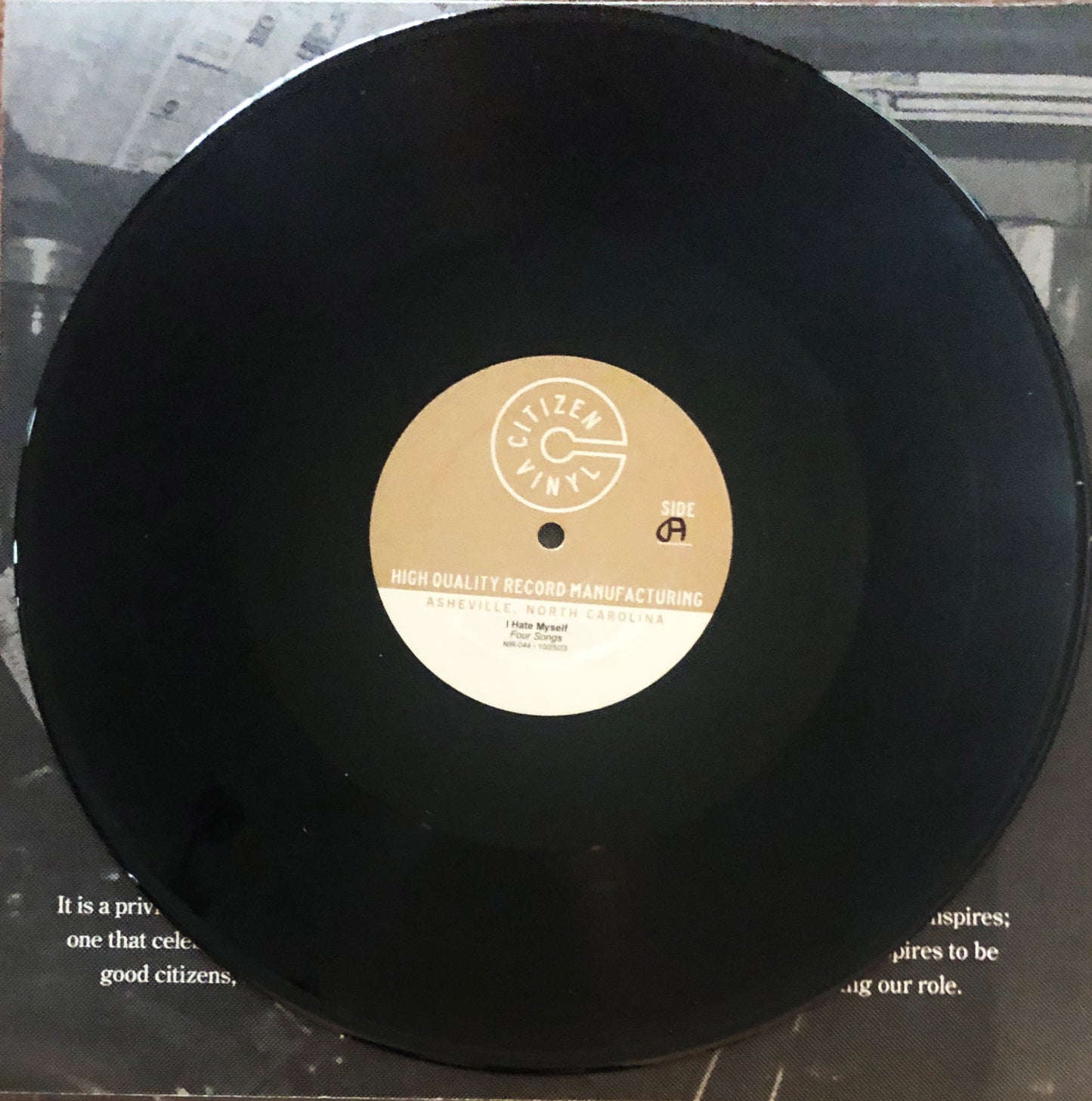 I HATE MYSELF "Four Songs" TEST PRESSING LP