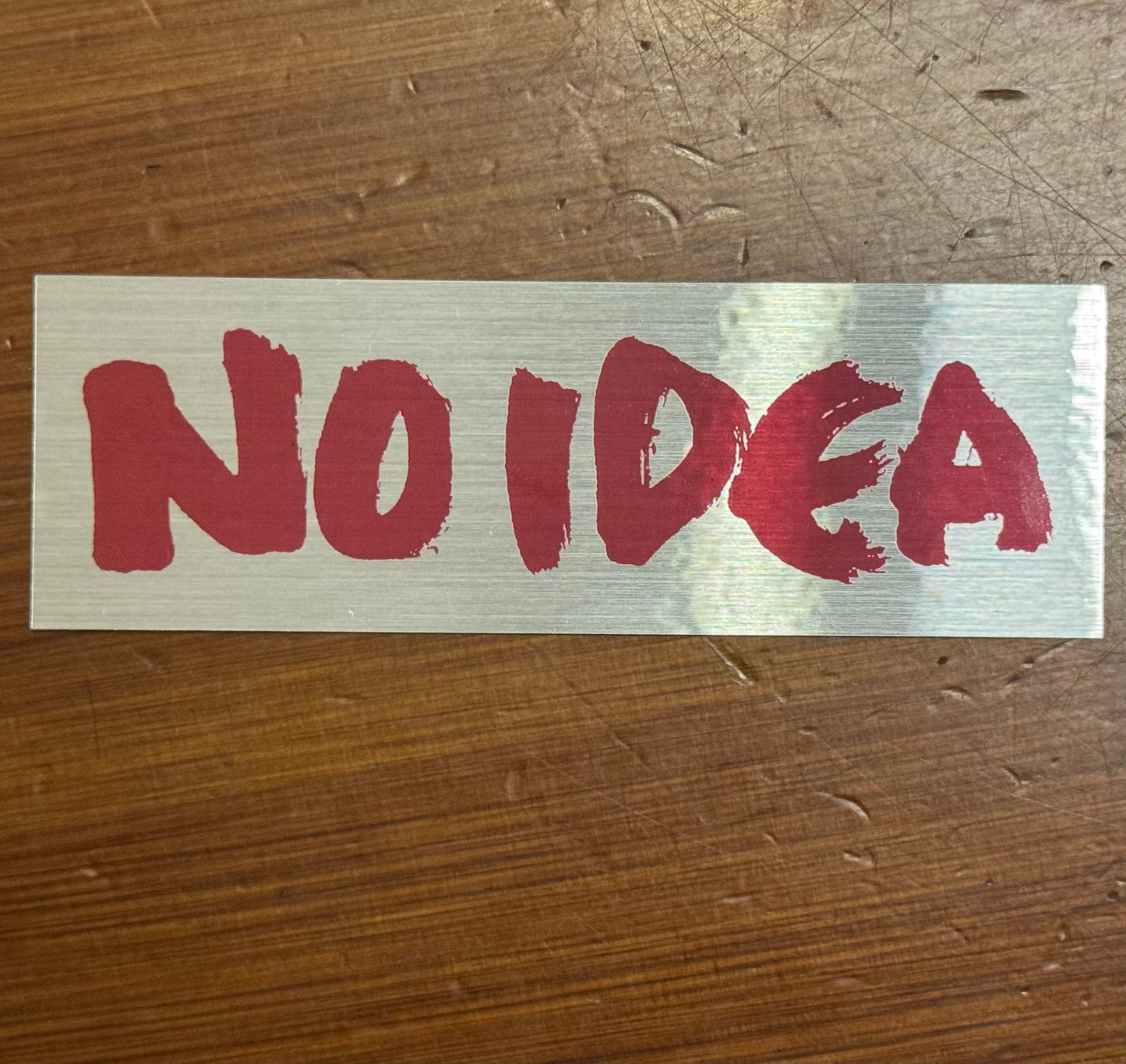 NO IDEA "Logo" Sticker (Burgundy on Brushed Metal)