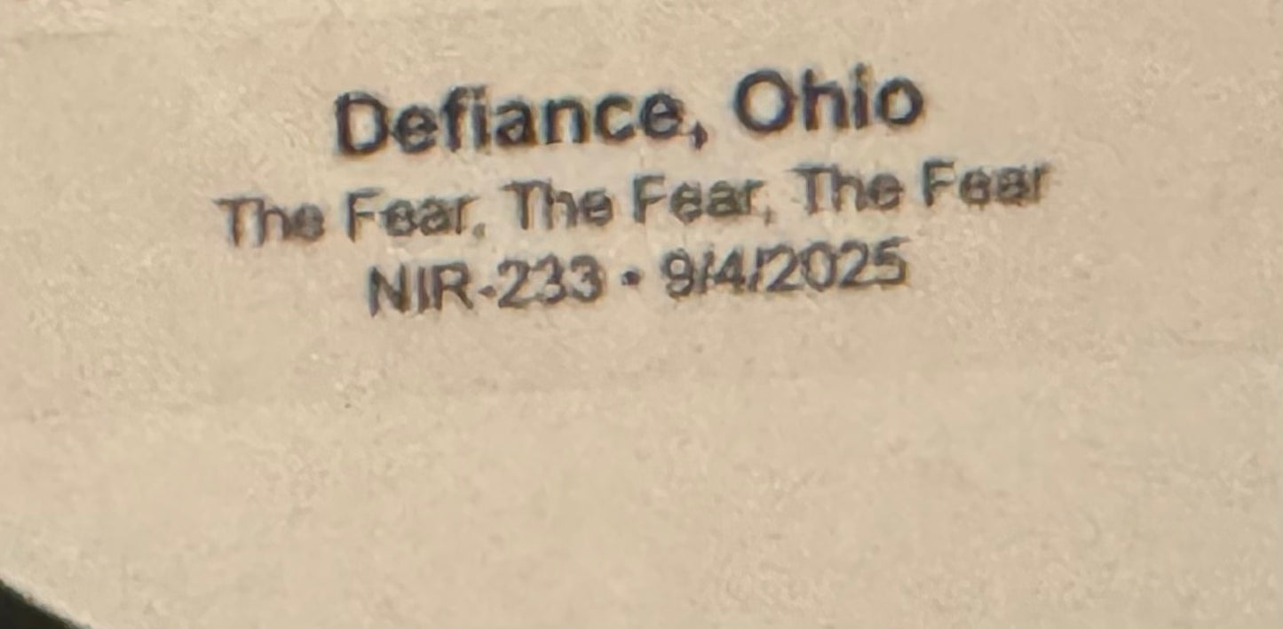 DEFIANCE, OHIO "The Fear..." TEST PRESSING